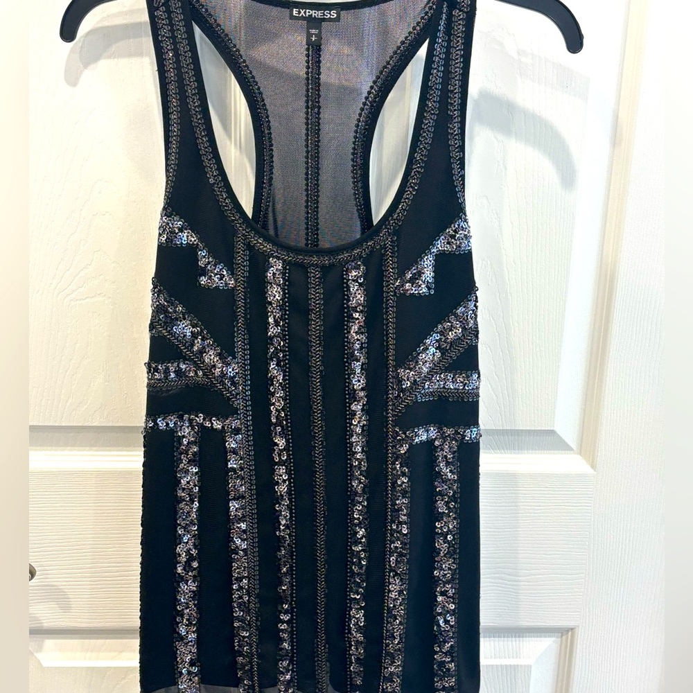Express Black Sequin Tank Top